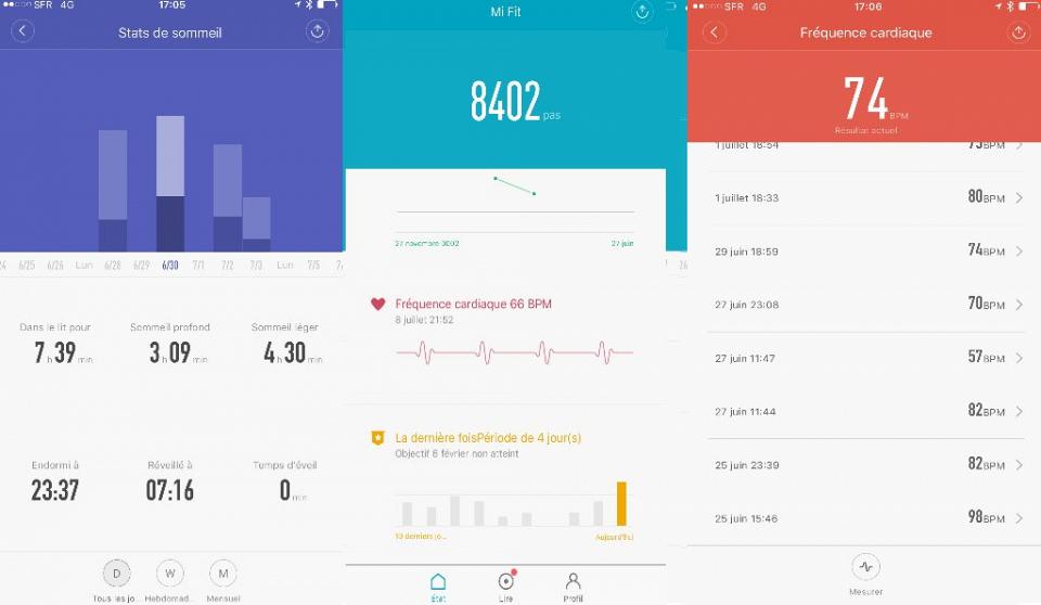 Qualité du sommeil et rythme cardiaque également traqués par l'application Xiaomi